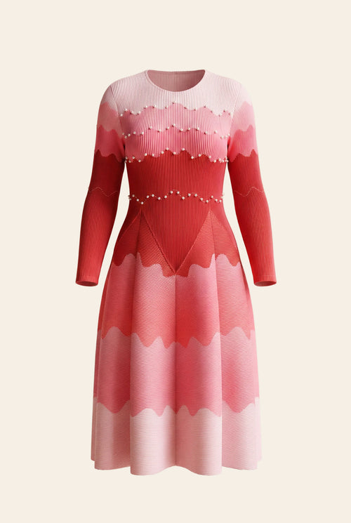 roselle bouncy fit & flare dress - red love