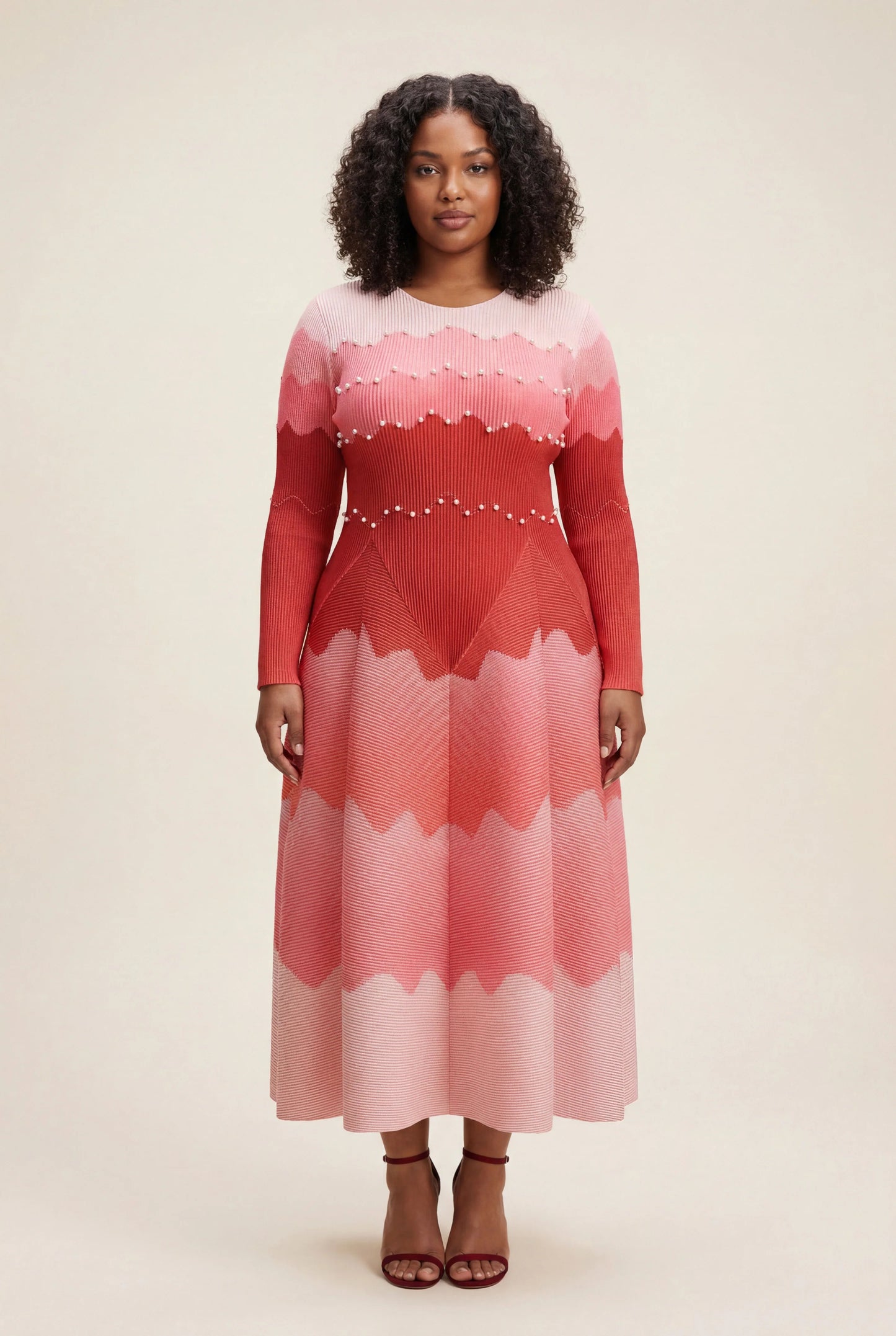 roselle bouncy fit & flare dress - red love