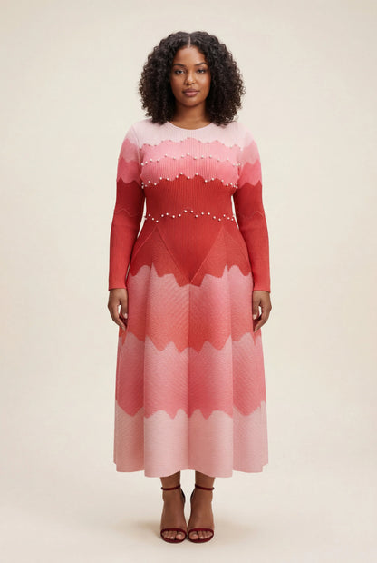 roselle bouncy fit & flare dress - red love