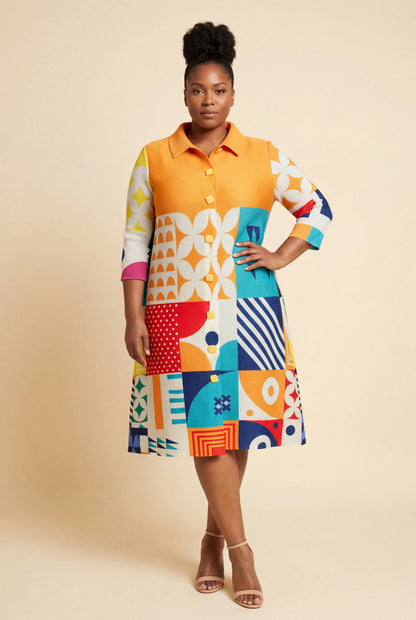 irana bouncy shirt dress - orange love